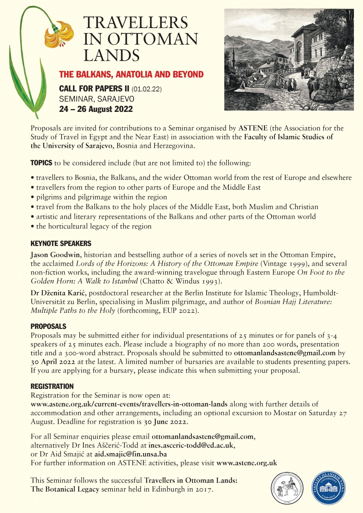  International Conference “Travellers in Ottoman Lands” – CALL FOR PAPERS II 