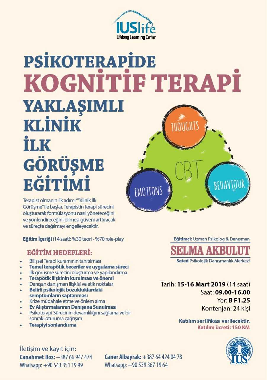  Eğitim: Kognitif Terapi 