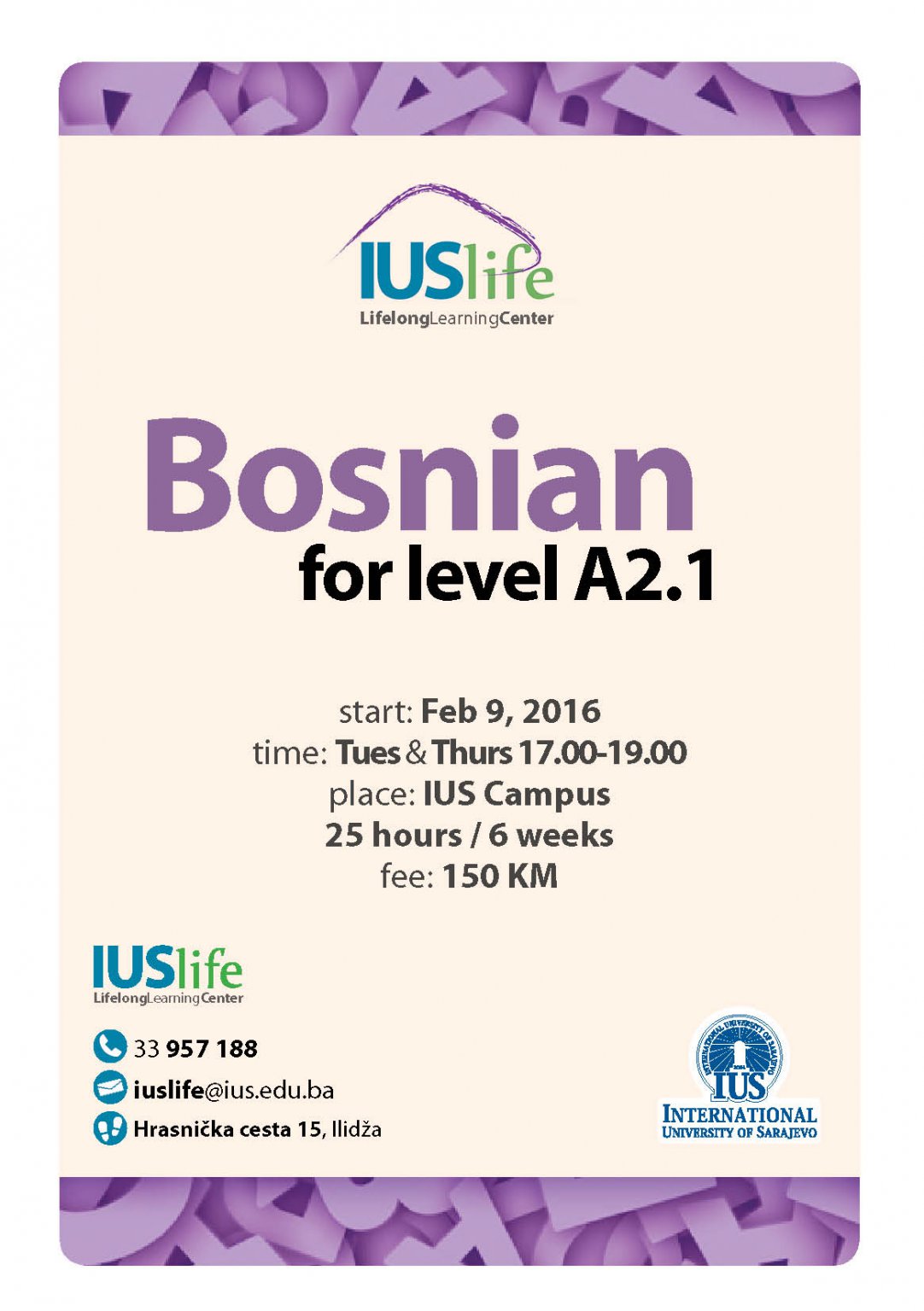  Bosnian Language Courses for level A 2.1. 