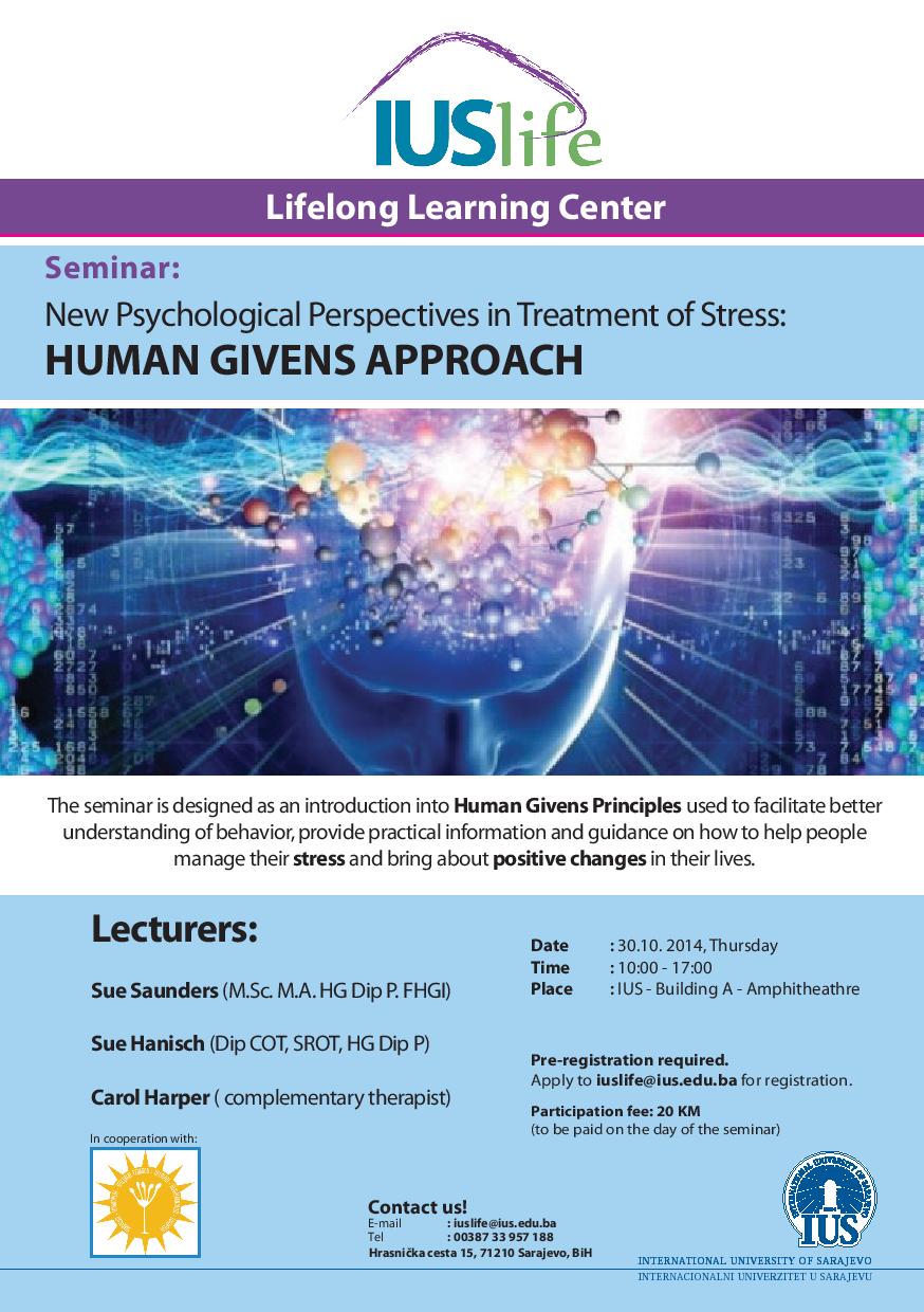  New Psychological Perspectives in Treatments of Stress: Human Givens Approach 