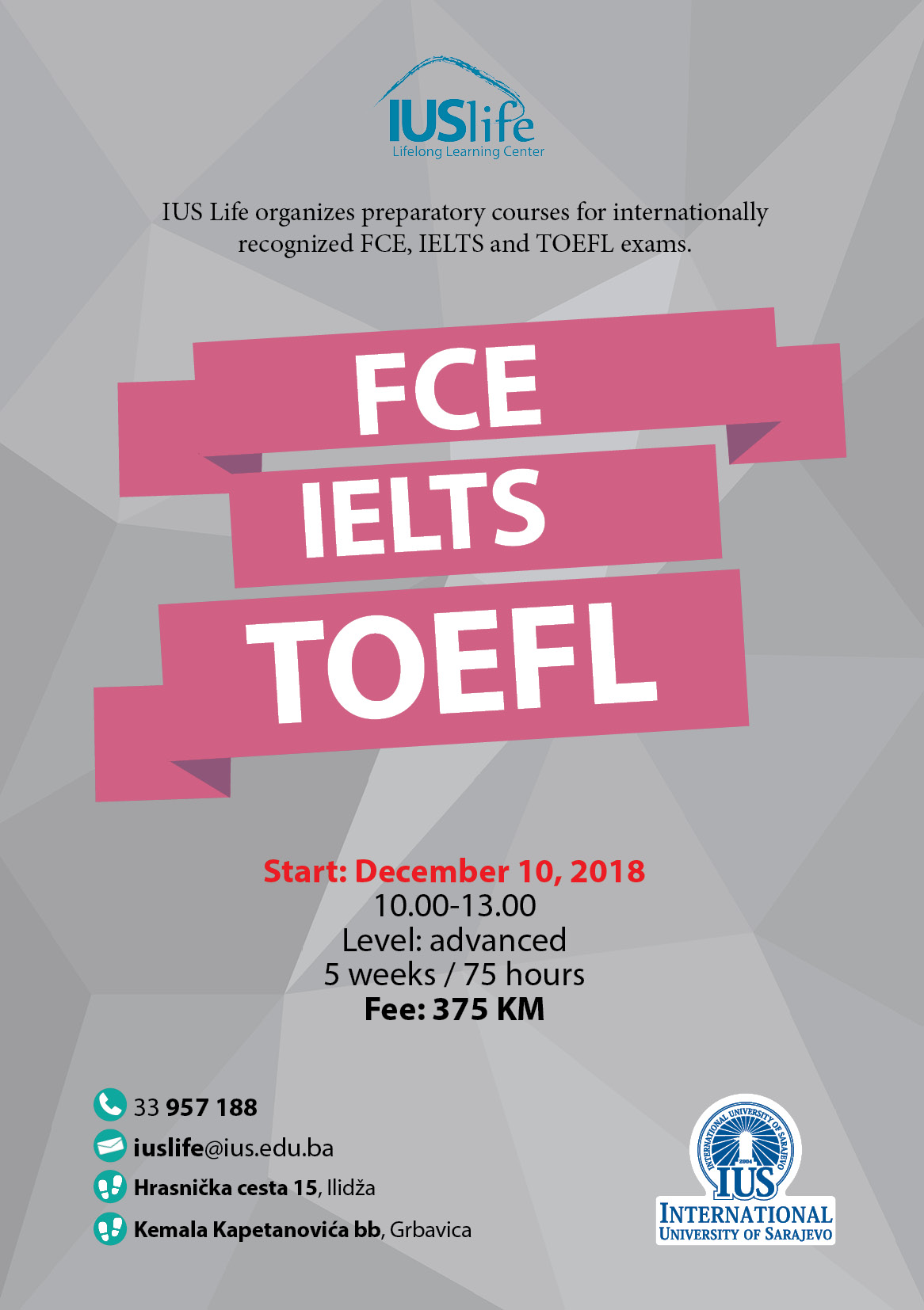  FCE, IELTS, and TOEFL Courses (Advanced English) 