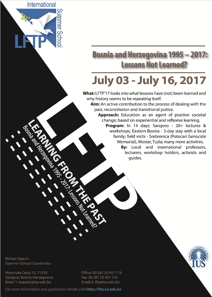  International Summer School “Learning from the Past " 