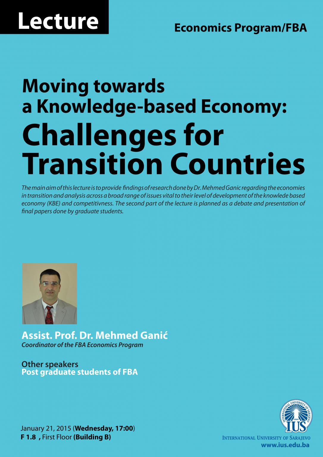  “Moving towards a Knowledge-based Economy: Challenges for Transition Countries” 