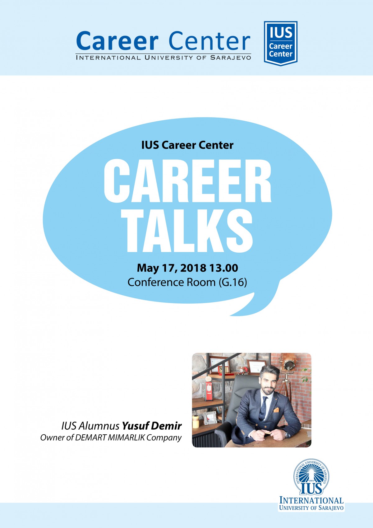  CAREER TALKS: IUS Alumnus Yusuf Demir 