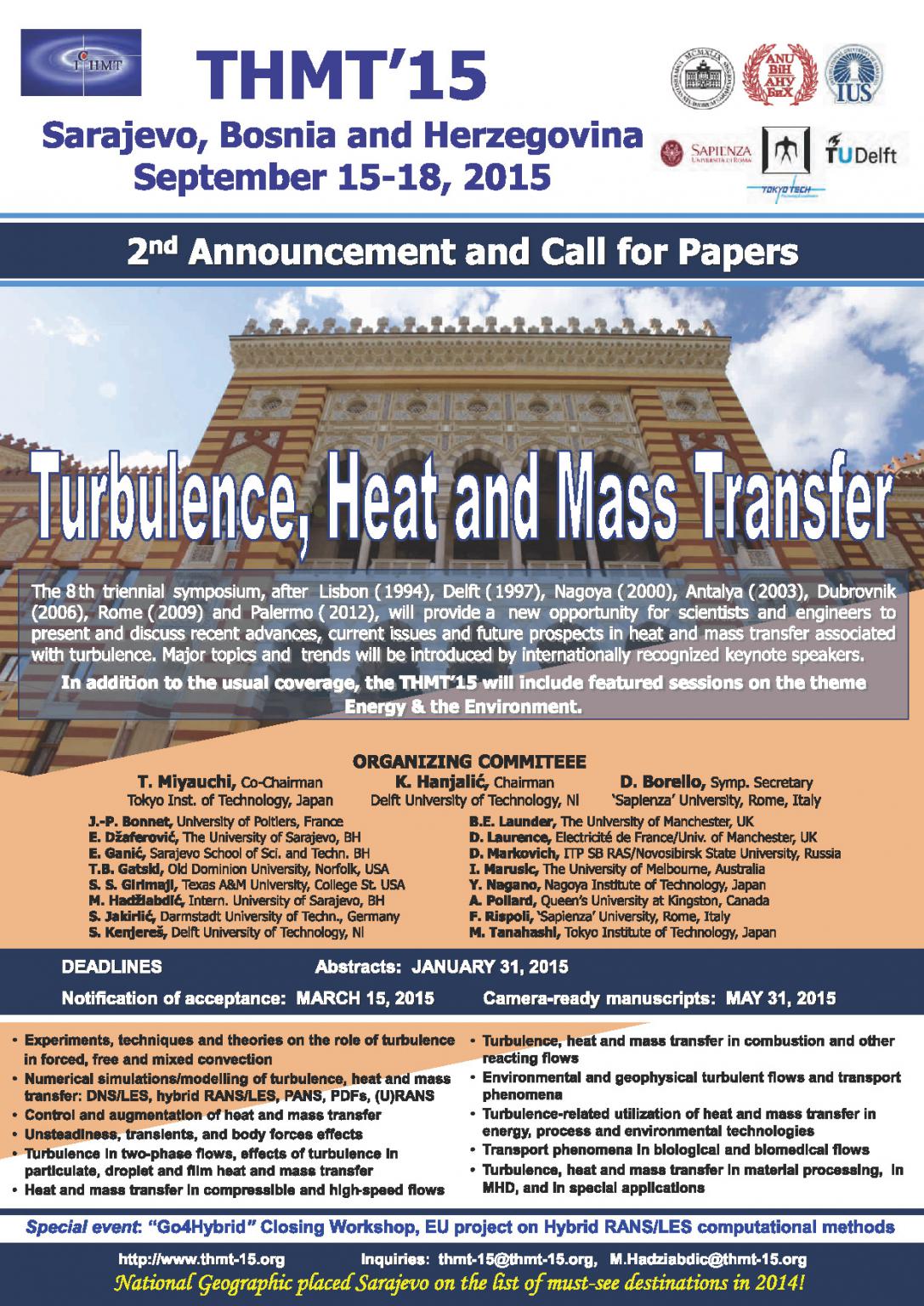  THMT'15 : Turbulence, Heat and Mass Transfer 
