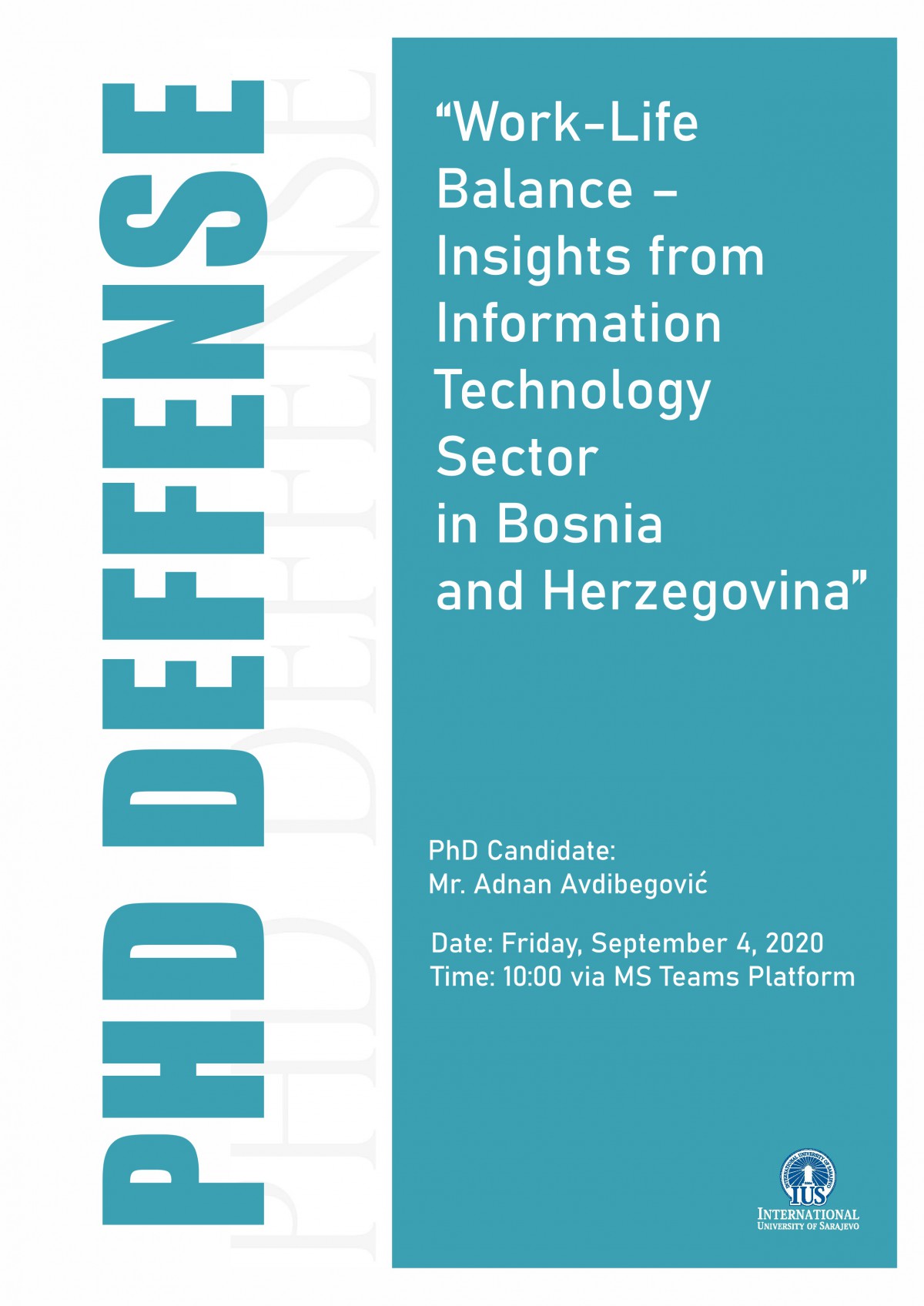  Doctoral Dissertation Defense Announcement - Mr. Adnan Avdibegović 