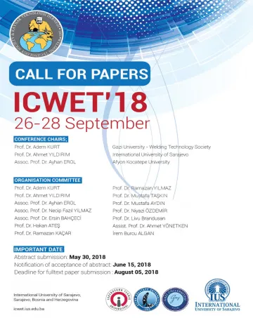  INTERNATIONAL CONFERENCE ON WELDING TECHNOLOGIES AND EXHIBITION 