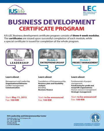  BUSINESS DEVELOPMENT CERTIFICATE PROGRAM 