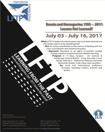  International Summer School “Learning from the Past " 