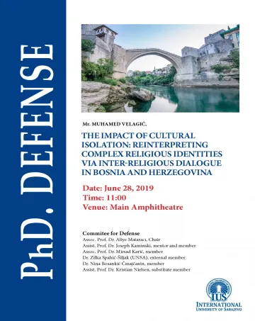  DOCTORAL DISSERTATION DEFENSE ANNOUNCEMENT - MR. MUHAMED VELAGIĆ 