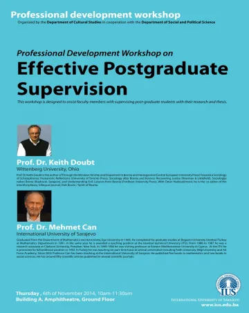  Professional Development Workshop on Effective Postgraduate Supervision 