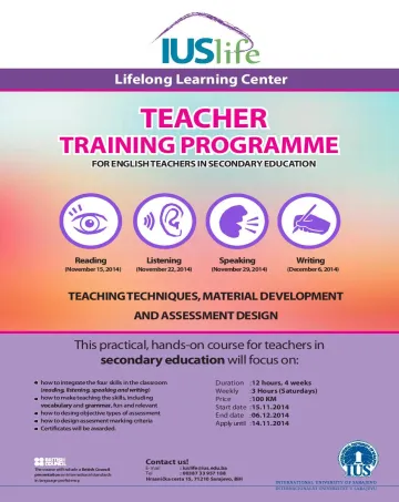  Teacher Training Program for English Teachers in Secondary Education 