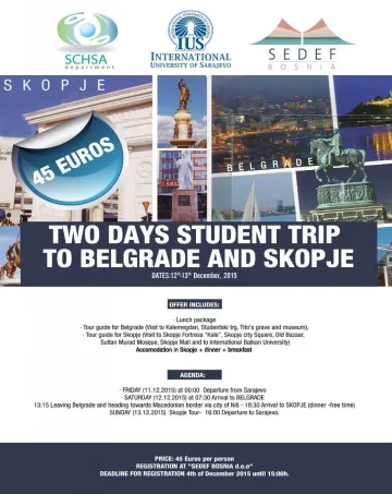  TWO DAYS STUDENT TRIP TO BELGRADE AND SKOPJE 