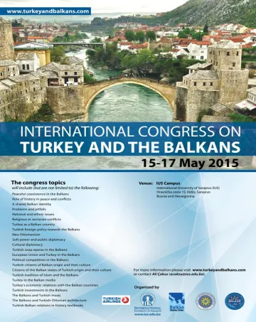  INTERNATIONAL CONGRESS ON TURKEY AND THE BALKANS 