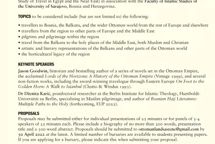  International Conference “Travellers in Ottoman Lands” – CALL FOR PAPERS II 