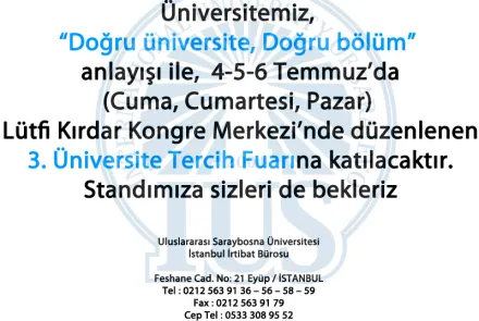  Doğru üniversite, Doğru bölüm 