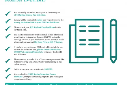  2018 Spring SEMESTER COURSE Pre-Selection 